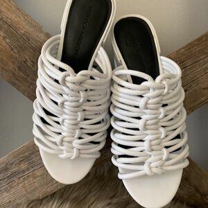Rebecca Minkoff Open Toe White Calanthe Strappy Mules-size 7